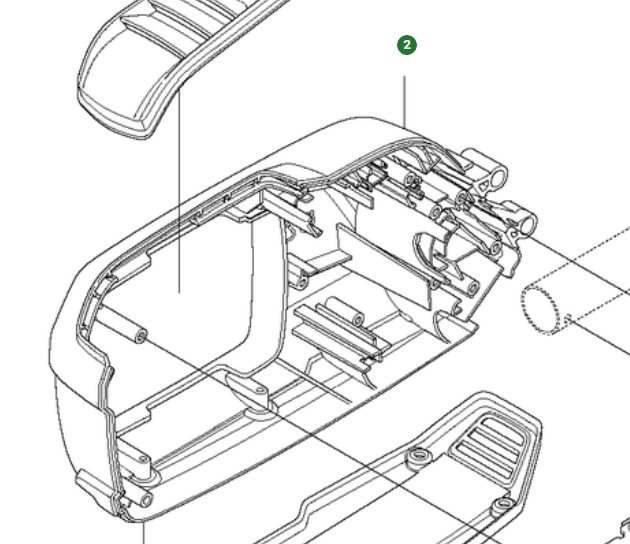 Battery housing half, Left in the group Spare Parts / Spare Parts Hedge Trimmers / Spare parts Husqvarna 520iHT4 at GPLSHOP (5770076-03)