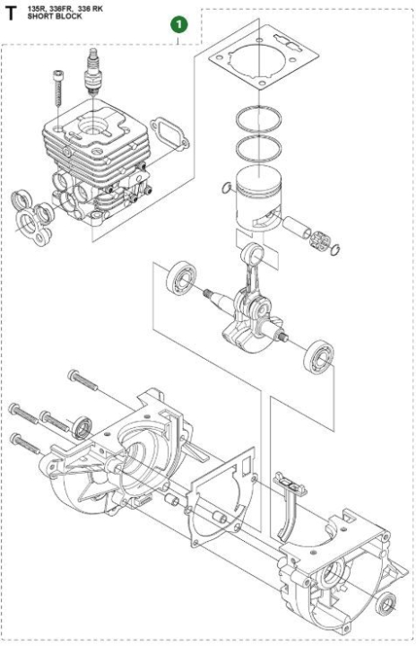 Short Block Assy B180 5947291-01 in the group Spare Parts / Spare parts Brushcutters / Spare parts Husqvarna 336FR at GPLSHOP (5947291-01)